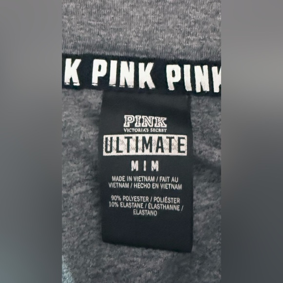 PINK VS Ultimate 1/4 Zip Pullover In Black/Grey With Pockets And Neon Accents - Picture 7 of 9